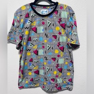 Fresh Prints of Bel Air Rainbow 90s Geometric T-Shirt Size X Large